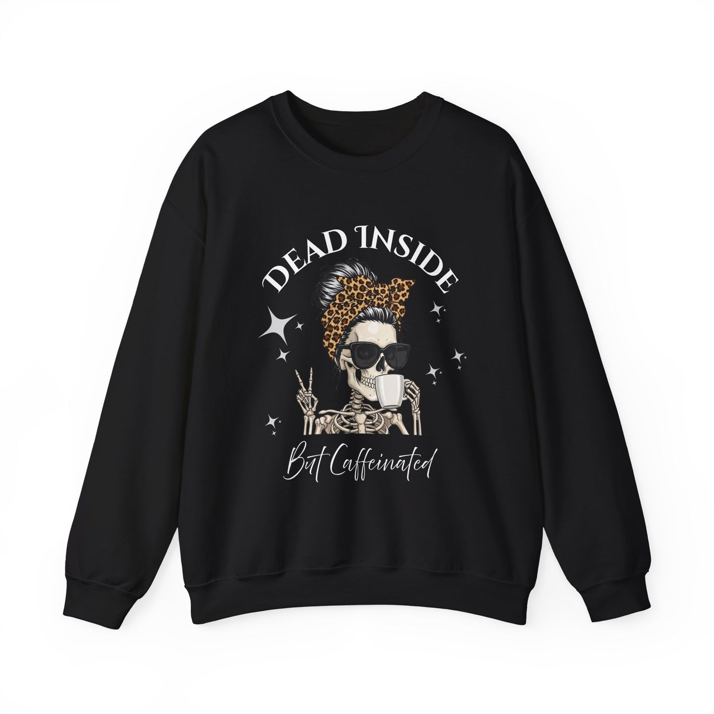 Dead Inside But Caffeinated Sweater, Funny Sweatshirt, Gift for Coffee Lovers, Halloween Apparel, Unique Graphic Crewneck