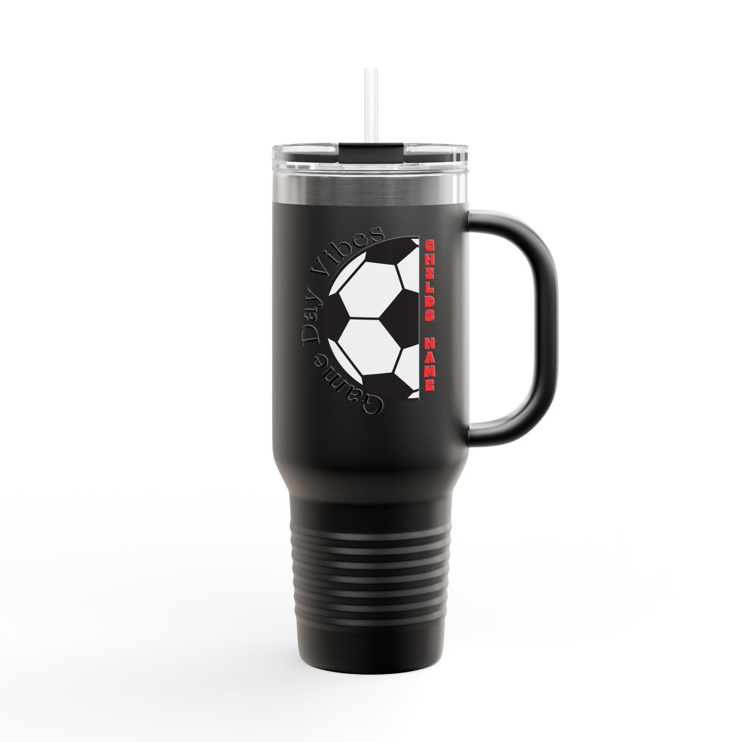 Game Day Vibes Personalized Insulated Travel Mug | 40oz Customizable Gift, Perfect for Soccer Lovers for Coaches, Players, Moms on Game Day