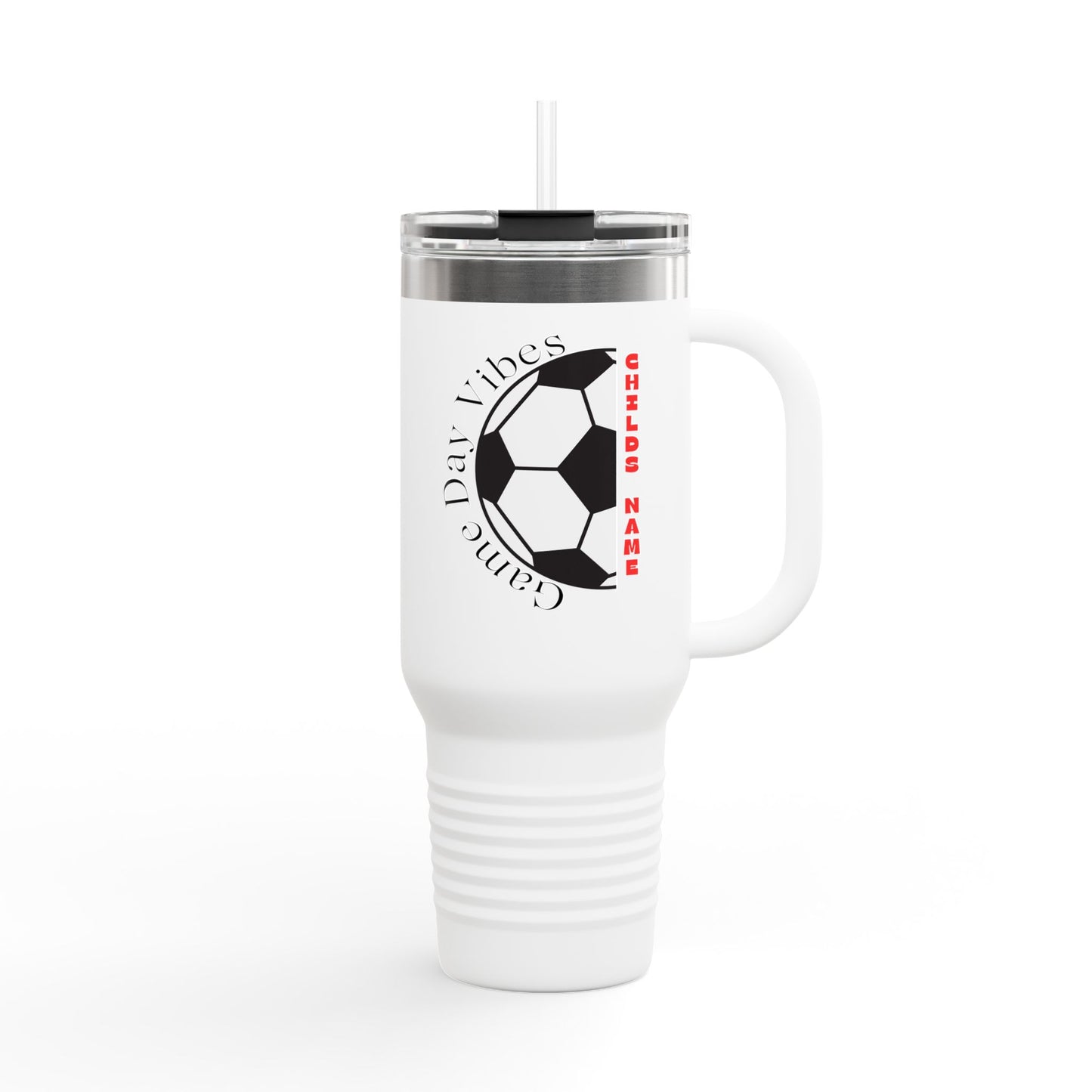 Game Day Vibes Personalized Insulated Travel Mug | 40oz Customizable Gift, Perfect for Soccer Lovers for Coaches, Players, Moms on Game Day