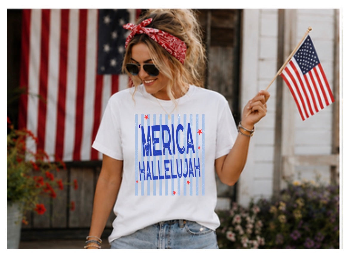 'Merica Patriotic Hallelujah Graphic Tee