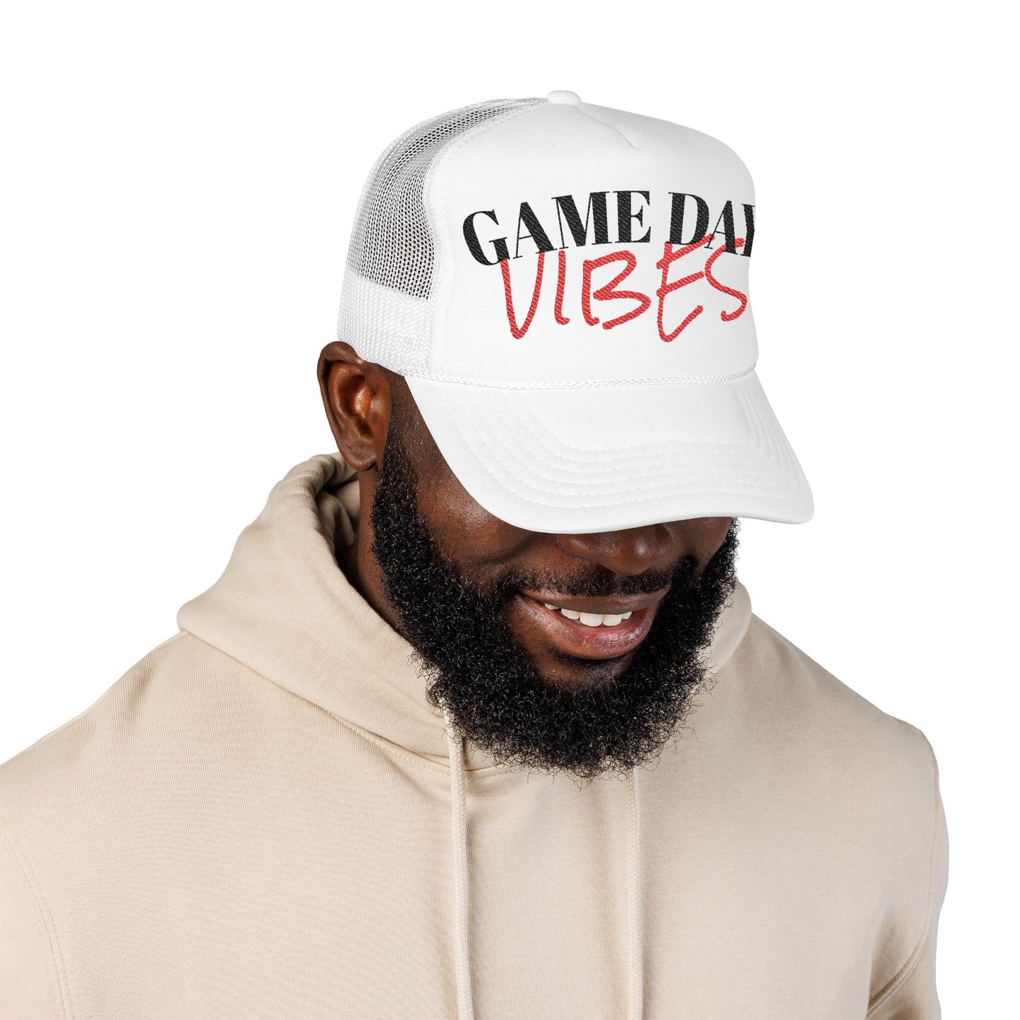 Game Day Vibes Foam Trucker Hat, Casual Sports Cap, Embroidered Accessories, Summer Fashion, Outdoor Events, Gift for Sports Fans