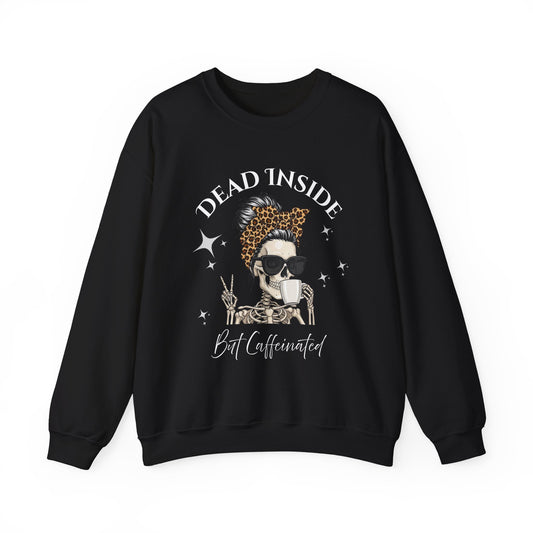 Dead Inside But Caffeinated Sweater, Funny Sweatshirt, Gift for Coffee Lovers, Halloween Apparel, Unique Graphic Crewneck