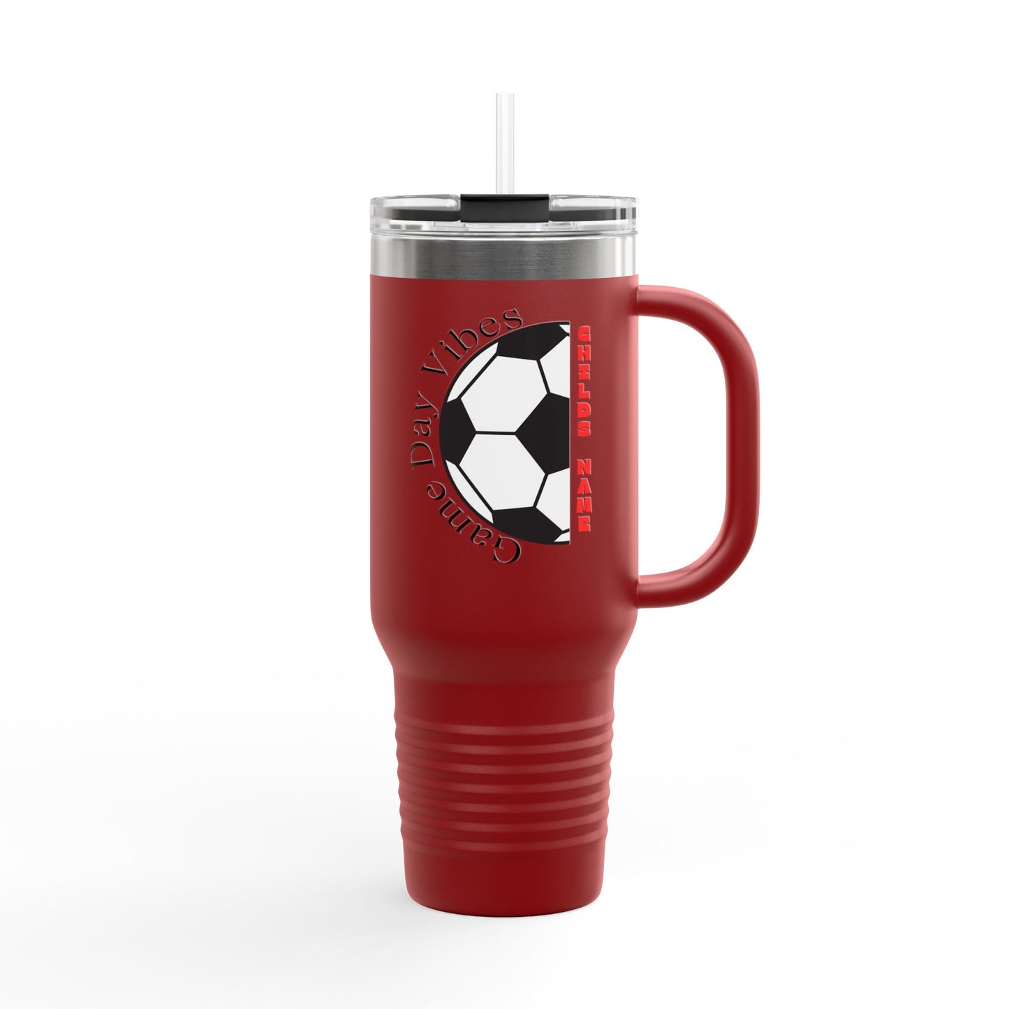 Game Day Vibes Personalized Insulated Travel Mug | 40oz Customizable Gift, Perfect for Soccer Lovers for Coaches, Players, Moms on Game Day