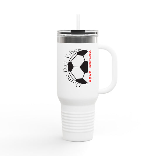 Game Day Vibes Personalized Insulated Travel Mug | 40oz Customizable Gift, Perfect for Soccer Lovers for Coaches, Players, Moms on Game Day