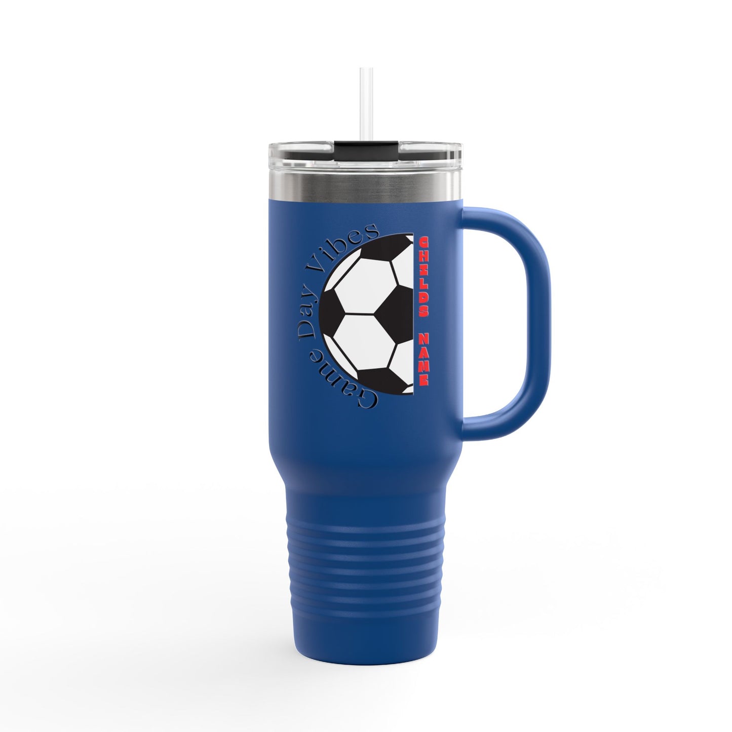 Game Day Vibes Personalized Insulated Travel Mug | 40oz Customizable Gift, Perfect for Soccer Lovers for Coaches, Players, Moms on Game Day