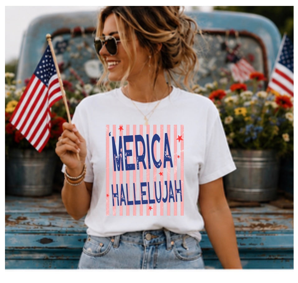 'Merica Patriotic Hallelujah Graphic Tee