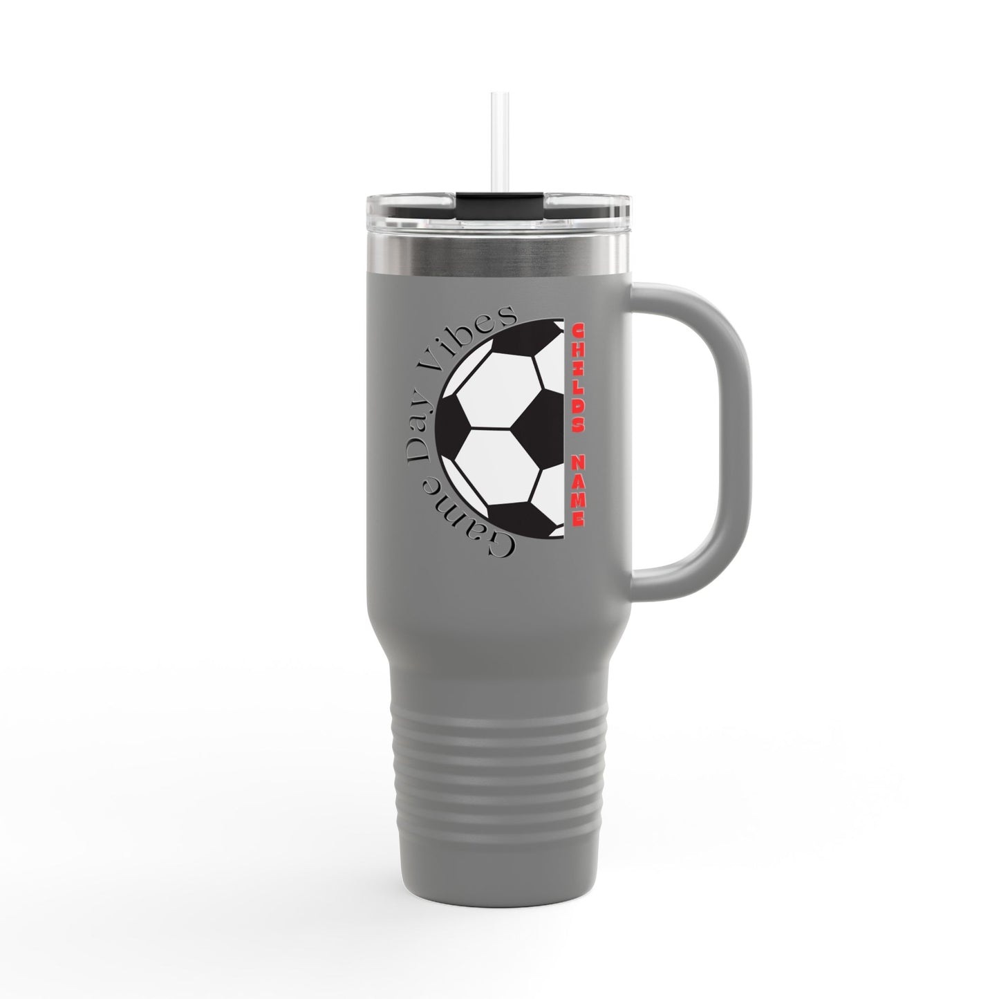 Game Day Vibes Personalized Insulated Travel Mug | 40oz Customizable Gift, Perfect for Soccer Lovers for Coaches, Players, Moms on Game Day