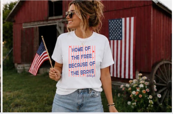 Home of The Free - Patriotic Hallelujah Graphic Tee
