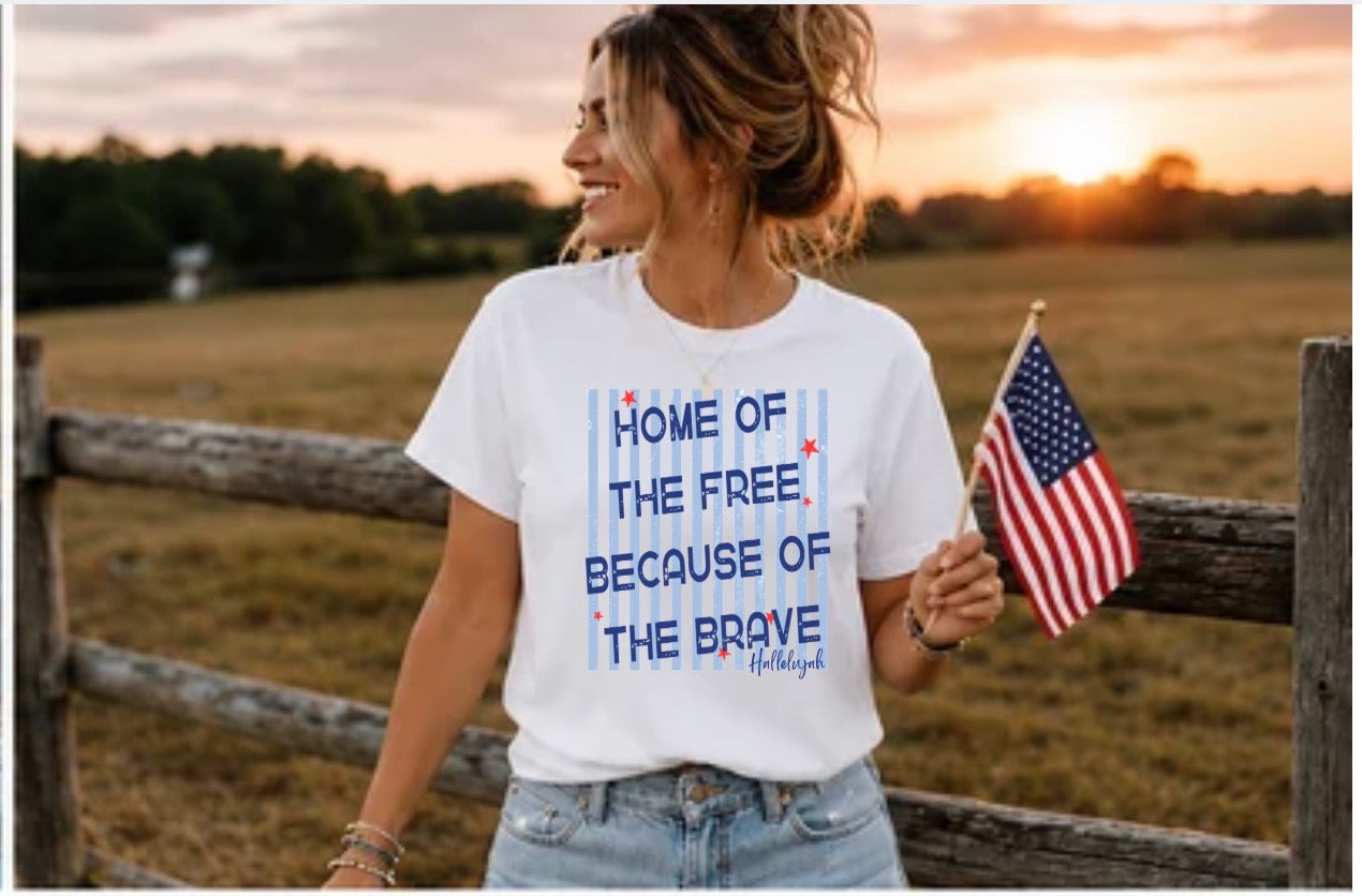 Home of The Free - Patriotic Hallelujah Graphic Tee